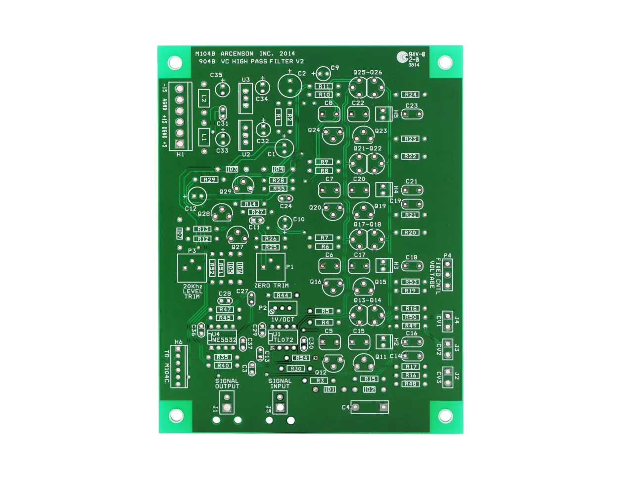 Arcenson M104B Highpass Filter Moog 904B Clone PCB