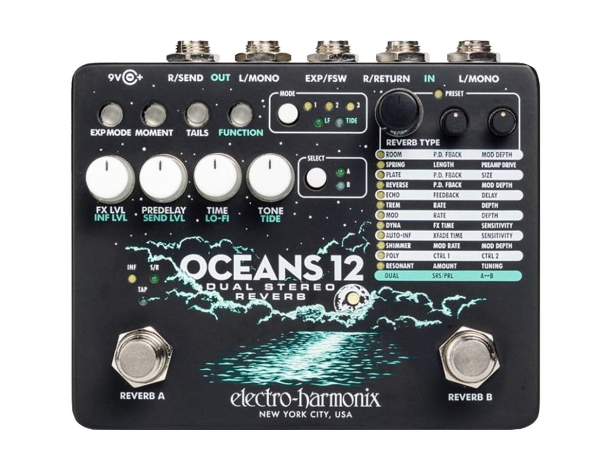 Electro-Harmonix oceans 12 ギターエフェクター Electro-Harmonix Oceans 12 Stereo Reverb Pedal