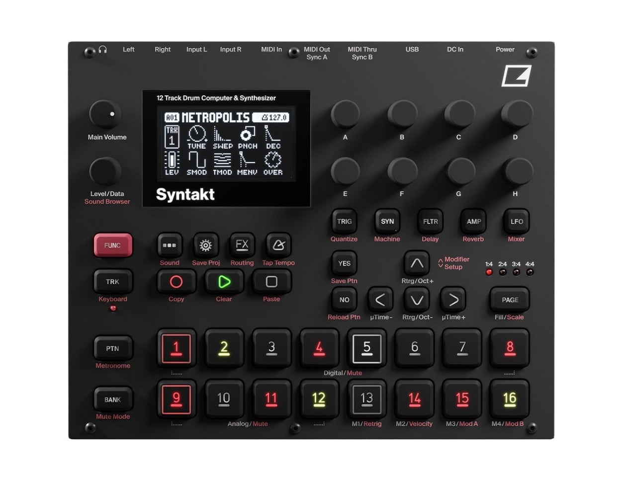Elektron Syntakt 12トラックドラムコンピュータ　シンセサイザー Elektron Syntakt 12-Voice Drum + Synthesizer
