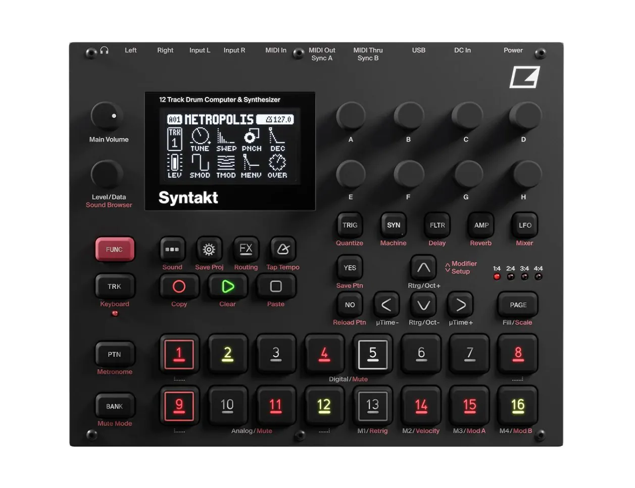 Elektron Syntakt 12トラックドラムコンピュータ　シンセサイザー Elektron Syntakt 12-Voice Drum + Synthesizer