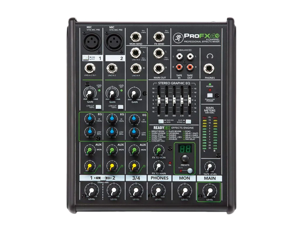 Mackie ProFX4 v2 4チャンネル　ミキサー Mackie ProFX4v2 4-Channel Mixer + Effects