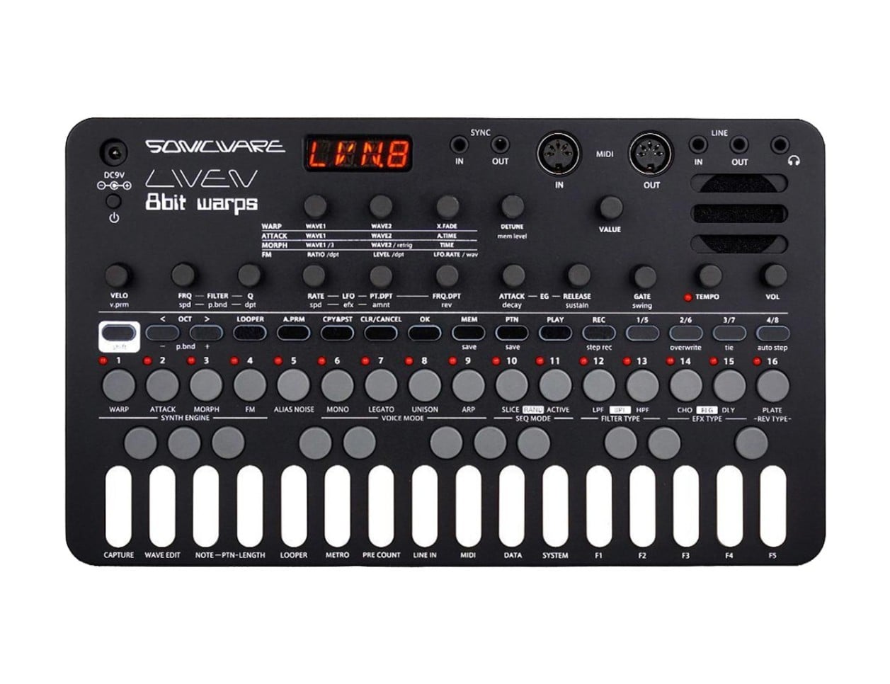 SONICWARE LIVEN 8bit warp 元箱・クイックガイド付 Sonicware LIVEN 8bit Warps Eight-Bit Synthesizer