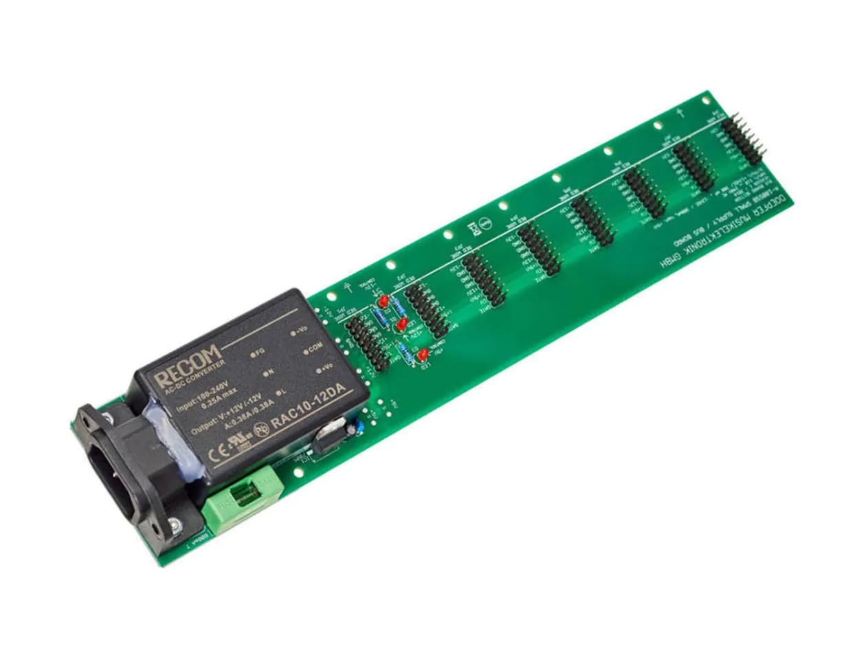 A-100SSB is a combo PSU and busboard sporting 8 connectors.