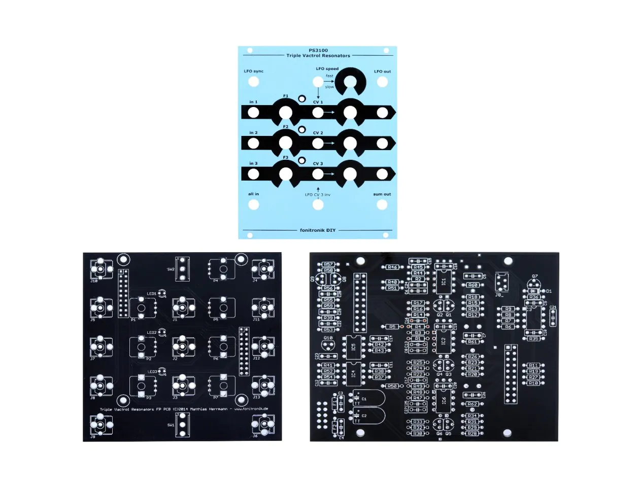Fonitronik PS3100 mh21 Triple Vactrol Resonator PCB + Panel DIY Kit