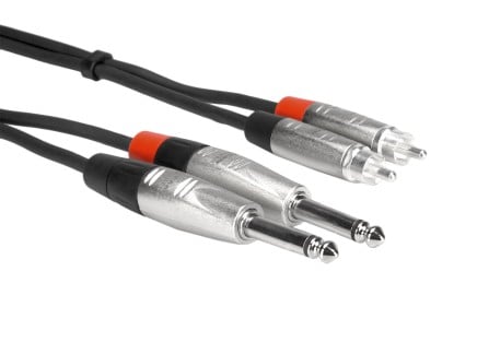 Hosa HPR-000X2 REAN Dual 1/4" TS to RCA Cable