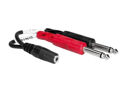 Hosa YMP-434 3.5mm TRSF to Dual 1/4" TS Adapter