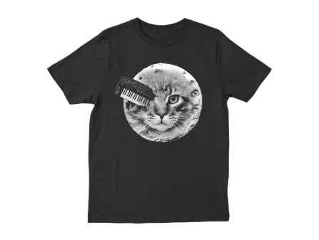 Cats on Synthesizers in Space Moon T-Shirt
