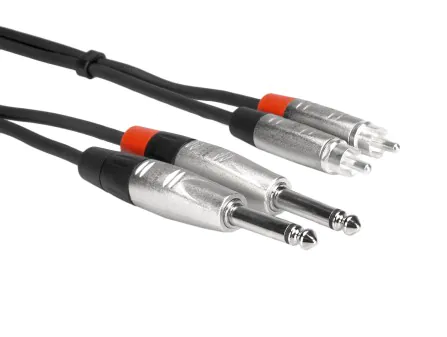 Hosa HPR-000X2 REAN Dual 1/4" TS to RCA Cable Hosa HPR-000X2 REAN Dual 1/4" TS to RCA Cable
