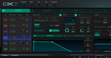 The tactile interface of Arturia's DX7 V plugin