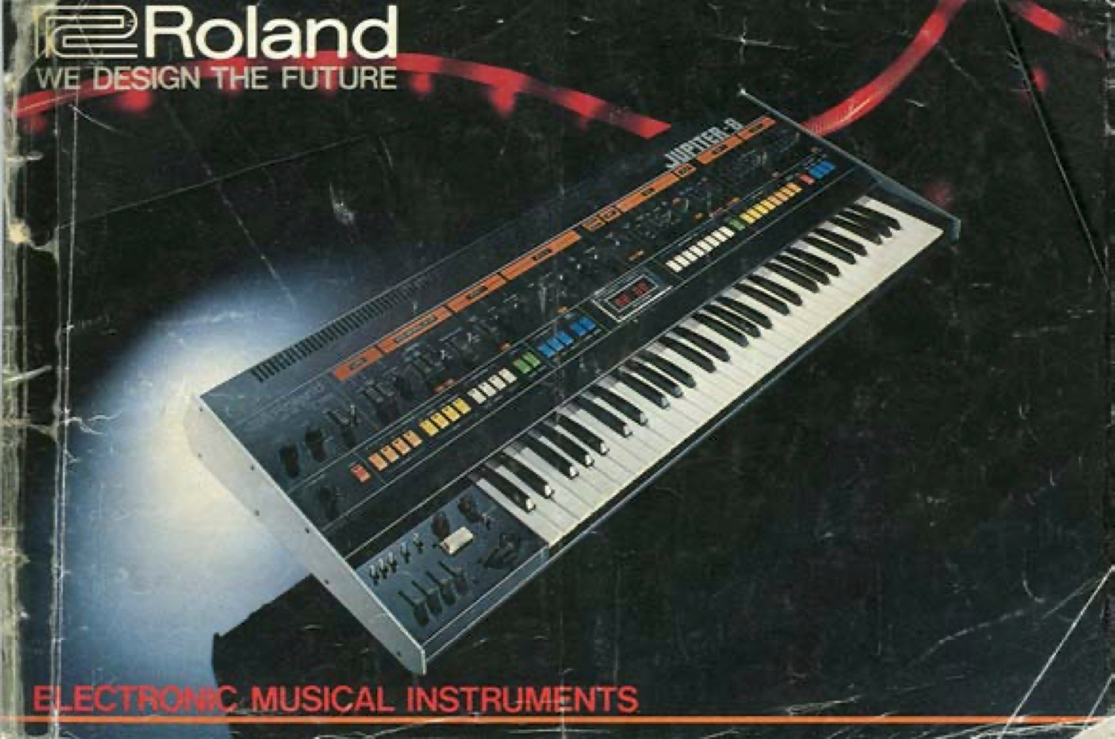 Jupiter-8 featured on the cover of Roland's 1981 Product Catalog