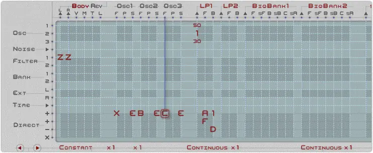 A portion of the EaganMatrix, as seen for the Haken Continuum Editor