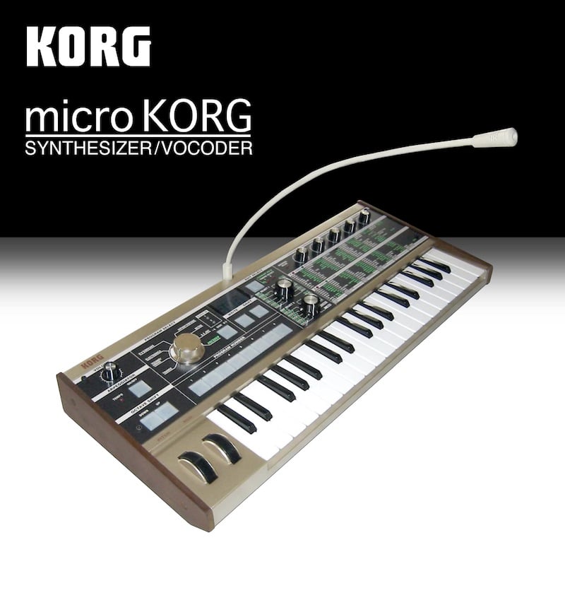 Korg's microKORG, as pictured on the front page of its user manual.