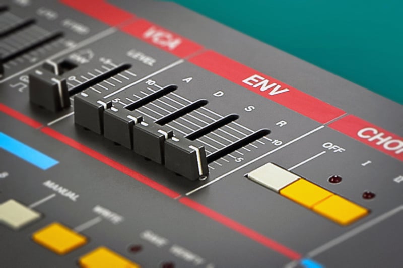 Detail of the ADSR on Roland's Juno 106.