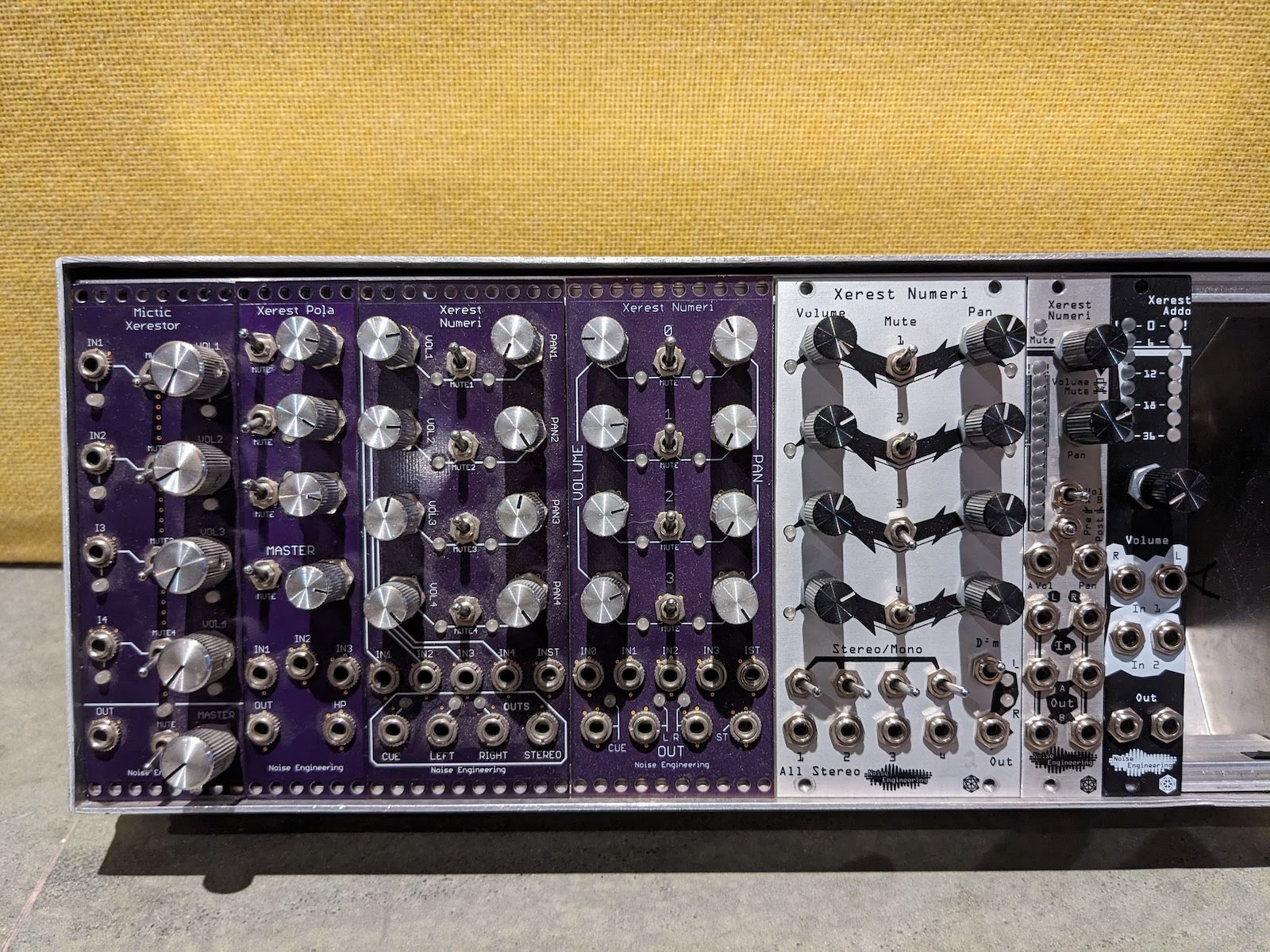 Several generations of prototypes that preceded the current Xer Mixa design—images courtesy of Noise Engineering.