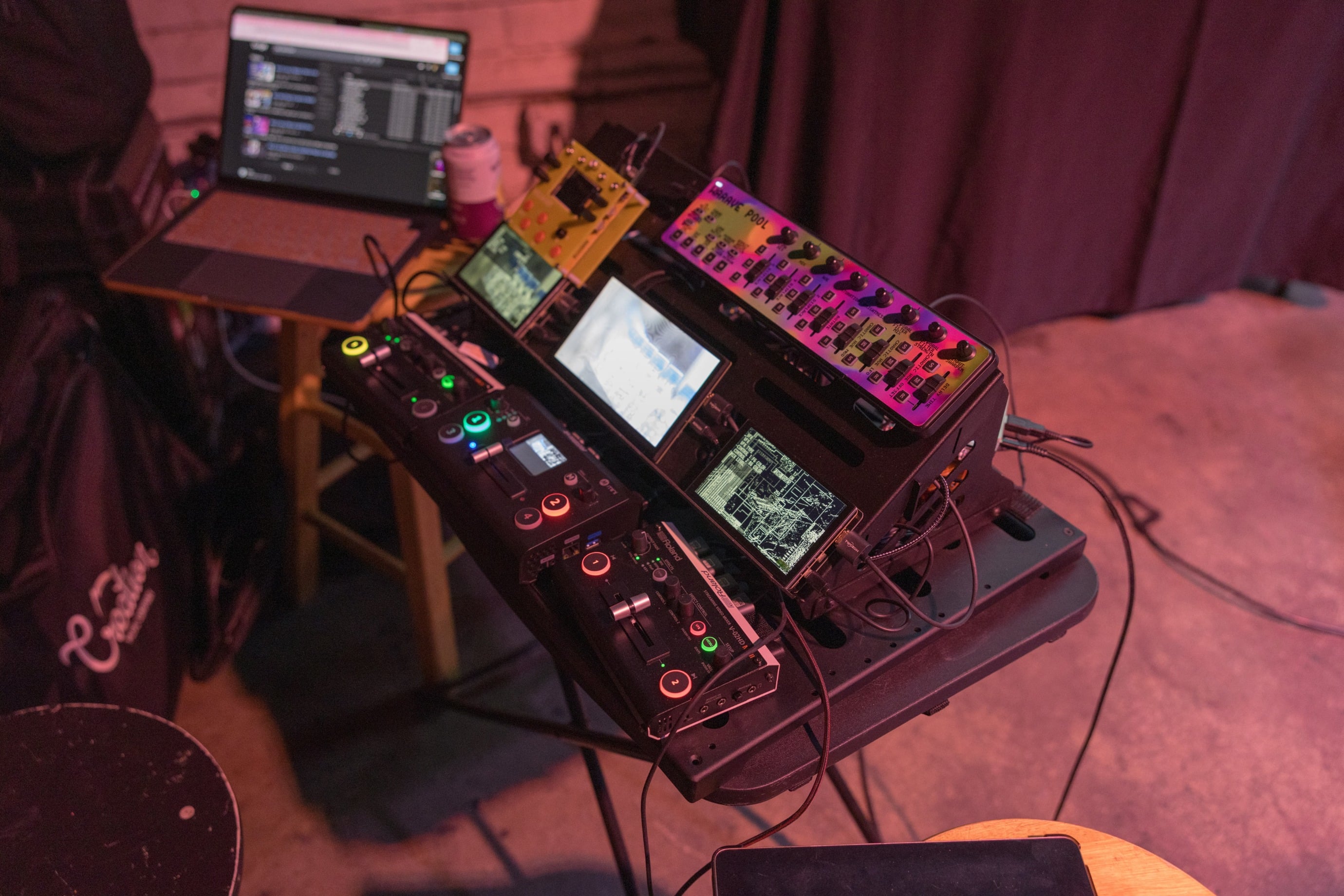 The live visuals rig used at the show