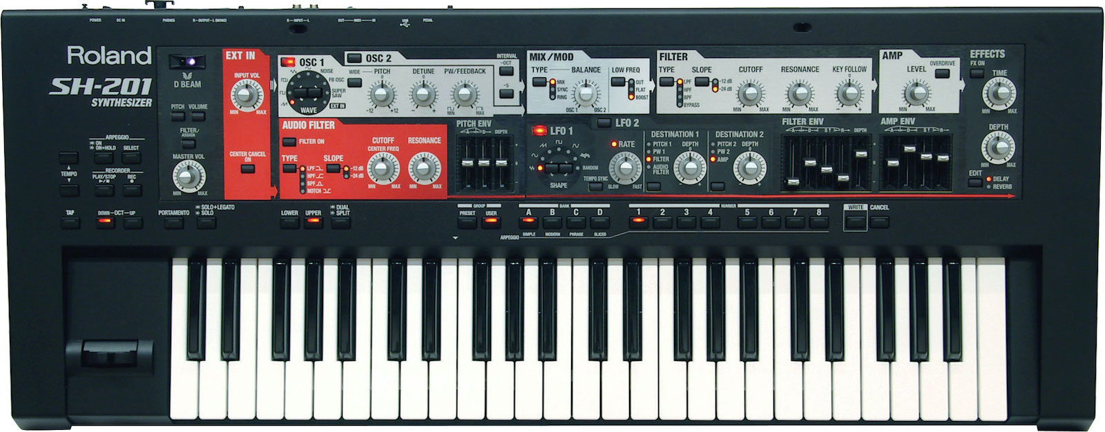 The Roland SH-201, a virtual analog synthesizer straight out of 2006