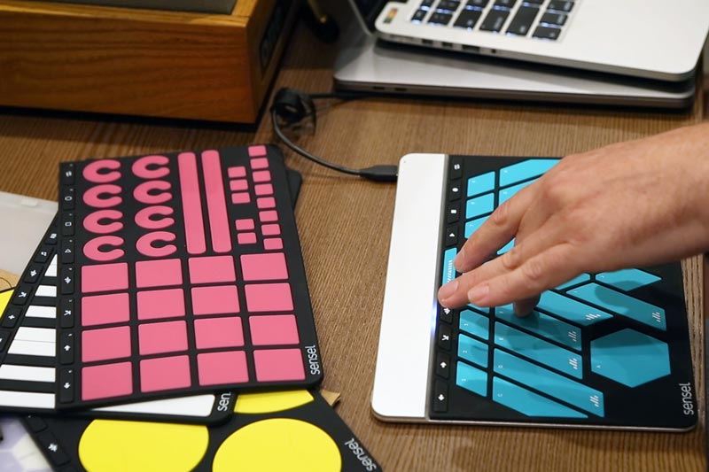 Peter from Sensel playing the Morph with a Buchla Thunder overlay