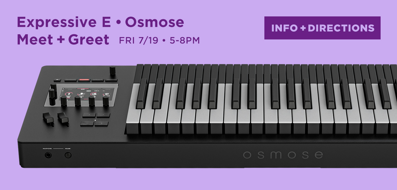 Come to Perfect Circuit on Friday, July 19th from 5pm to 8pm for a meet and greet with Expressive E&mdash;makers of some of the most expressive electronic instruments available. Get directions to our shop here!
